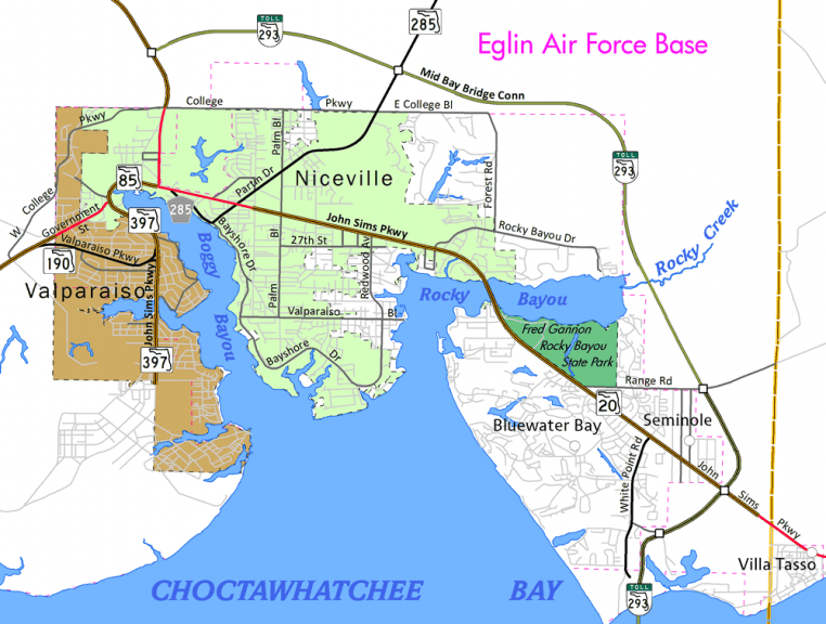 Map of Niceville, FL
